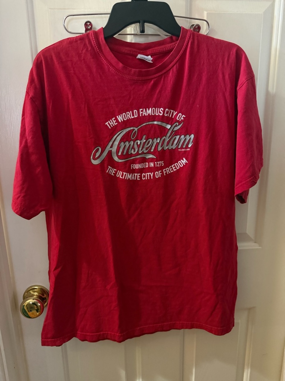 Amsterdam Graphic Tee - Red Cotton Short Sleeve XL